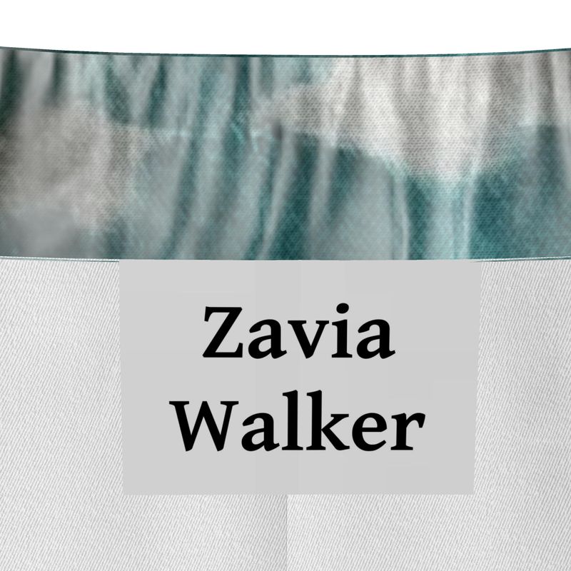 Teal & White Luxury Silk Pants