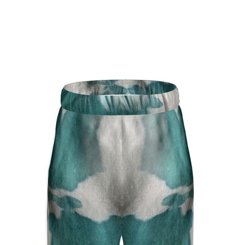 Teal & White Luxury Silk Pants