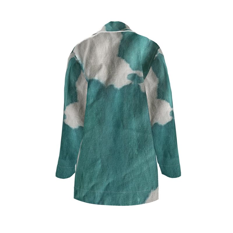 Teal & White Luxury Silk Shirt