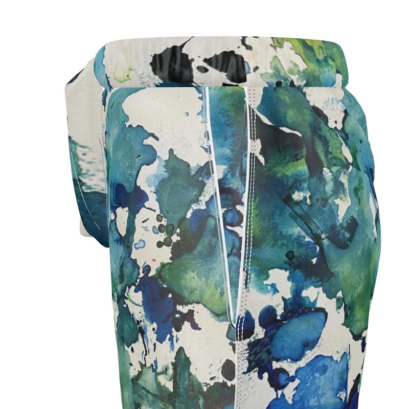 blue green silk shorts