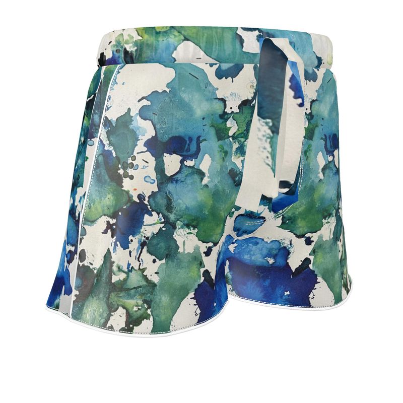 blue green silk shorts