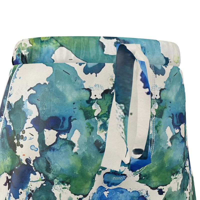 blue green silk shorts