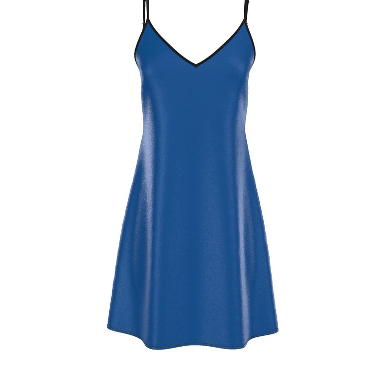 blue short silk dress A-Line Satin Blue Short Prom Dress, Blue Homecoming Dress US 6 / Blue main image 0