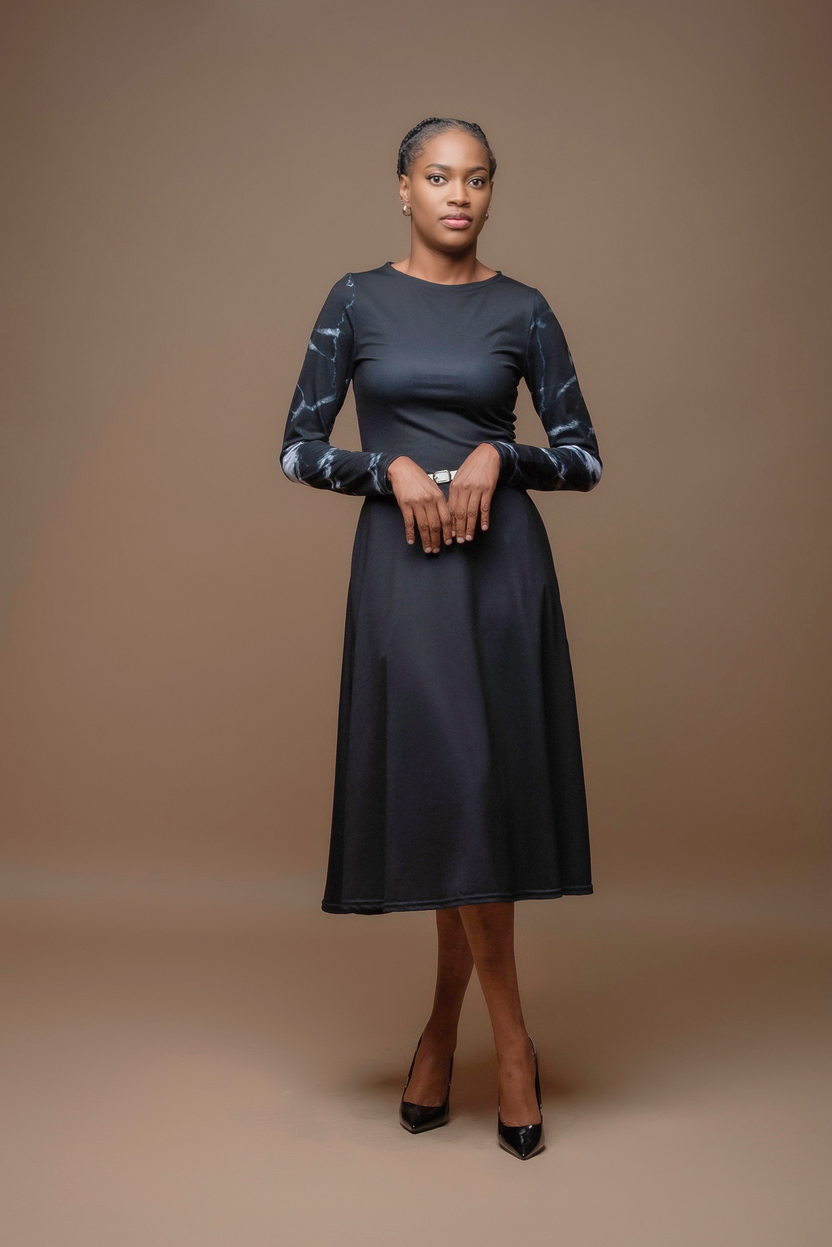 Black Onyx women's Long Sleeve Midi Dress – Zavia Walker
