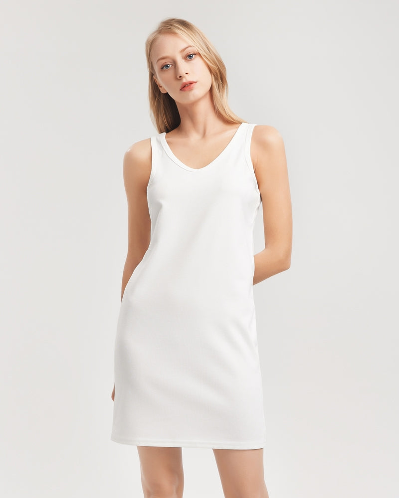 White Knit V Neck Mini Dress White / Xs