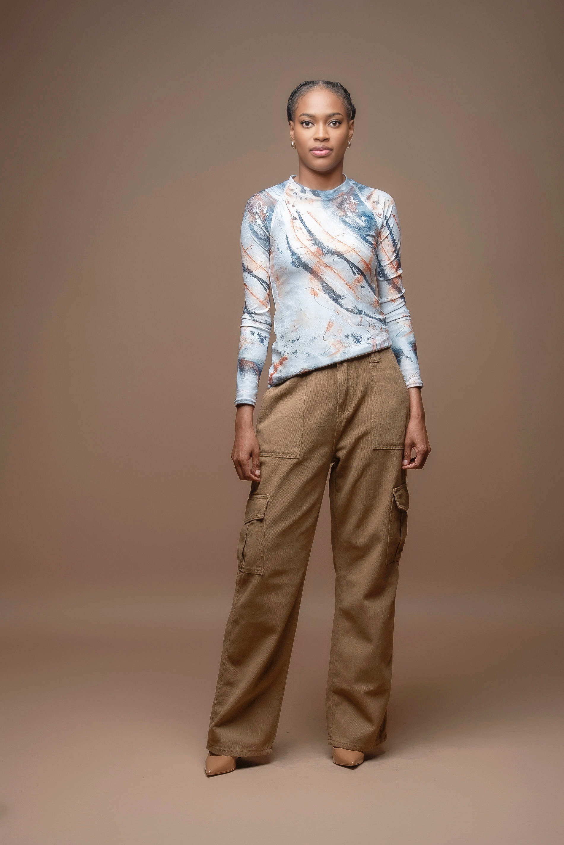 Earthy Tones Women's Long Sleeve Top
