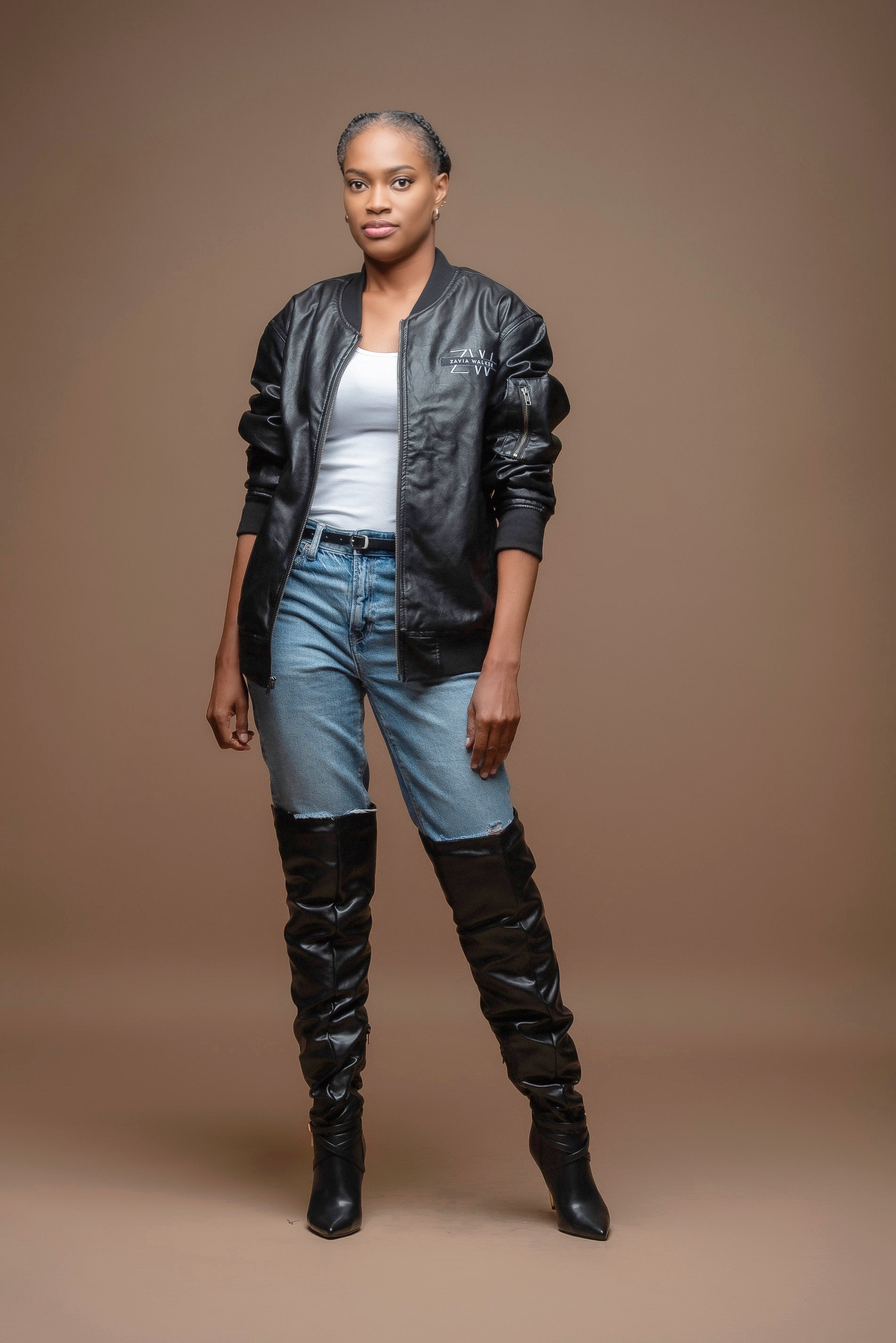 Zavia Walker Unisex Faux Leather Bomber Jacket