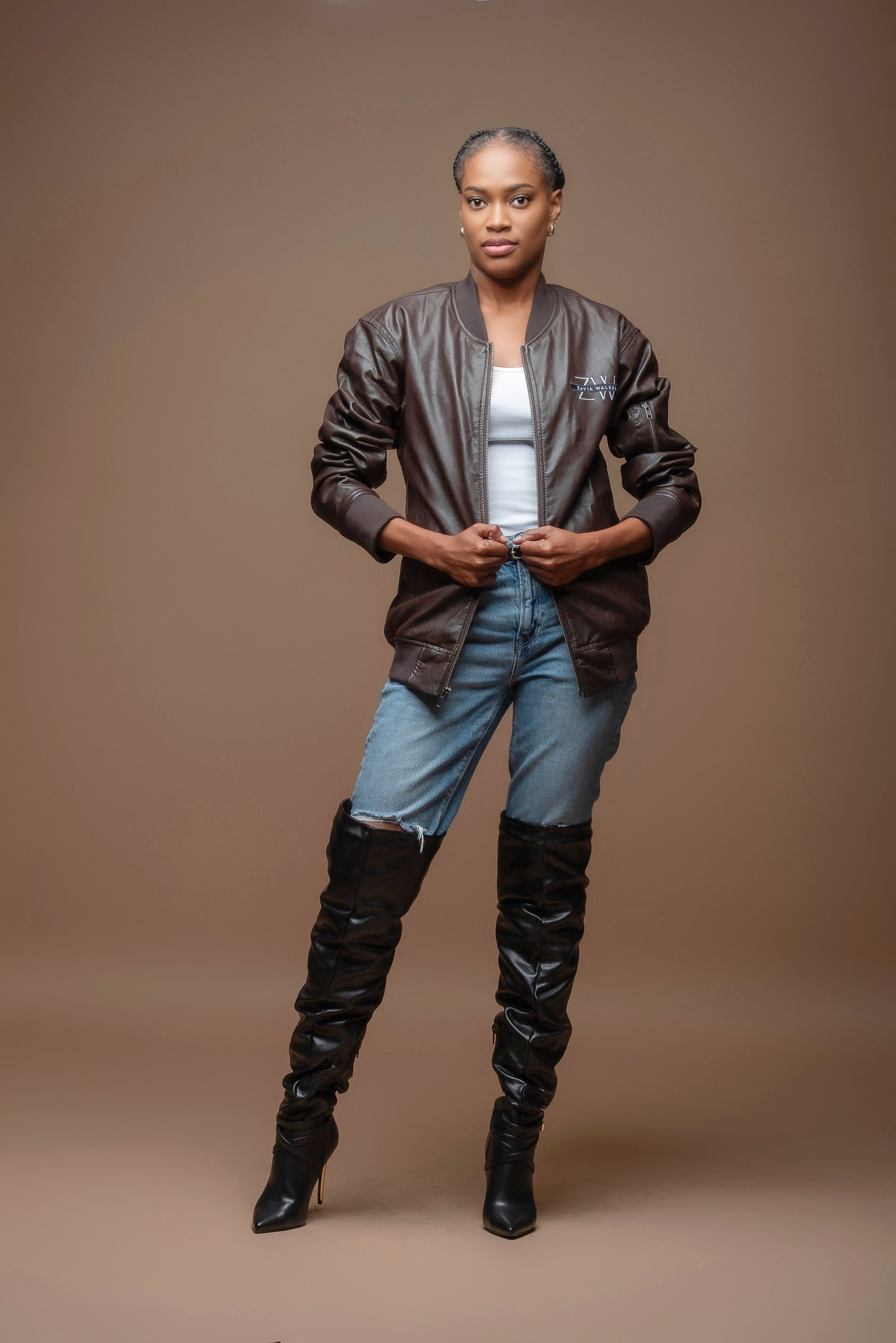 Zavia Walker Unisex Faux Leather Bomber Jacket