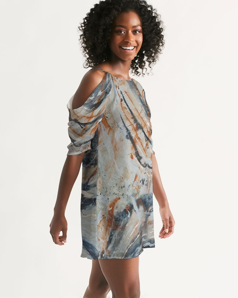 Earthy Women's Open Shoulder A-Line Dress