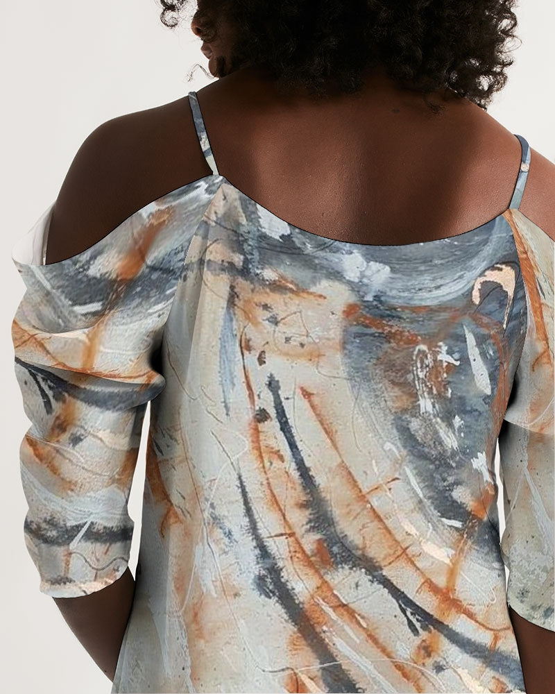 Earthy Women's Open Shoulder A-Line Dress