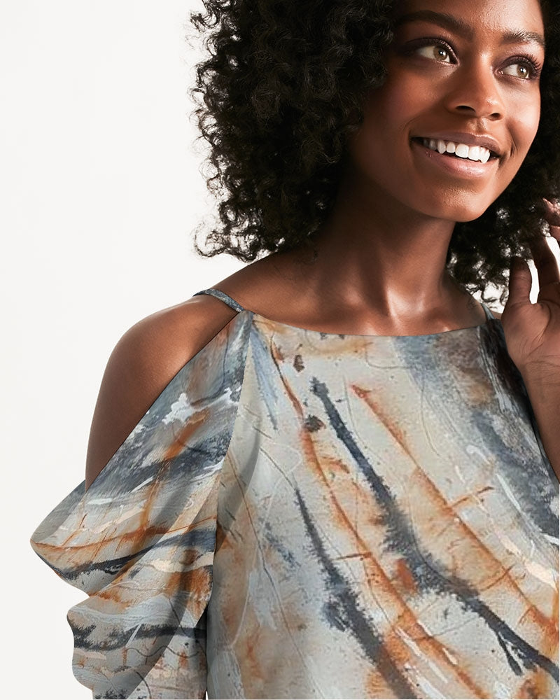 Earthy Women's Open Shoulder A-Line Dress