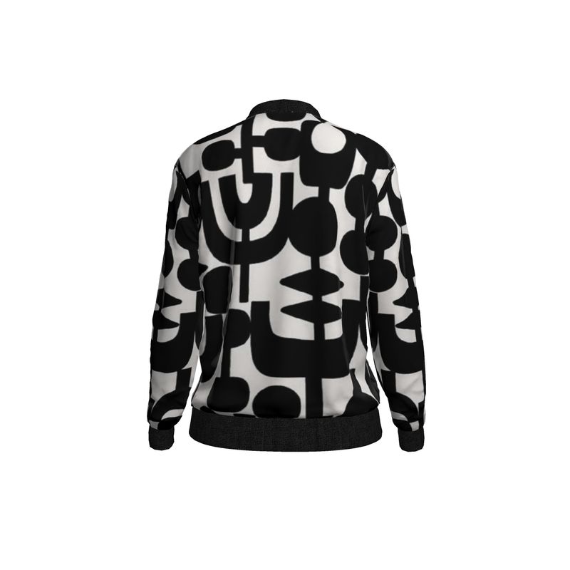 Black & White Geometric Women's Bomber Jacket