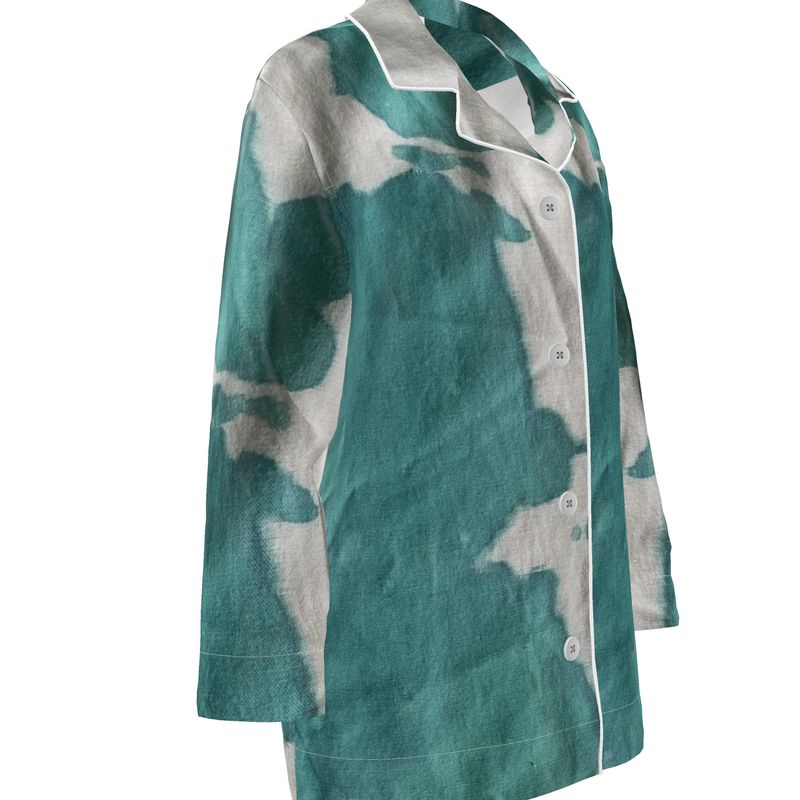 Teal & White Luxury Silk Shirt