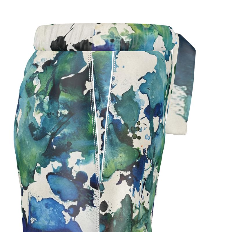 blue green silk shorts