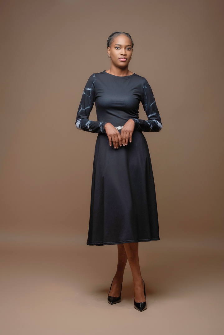 Black Onyx women's Long Sleeve Midi Dress