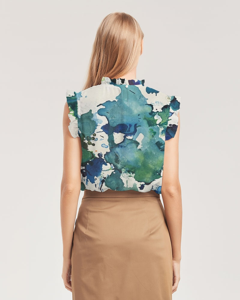 Blue Lagoon Ruffle Sleeve Top