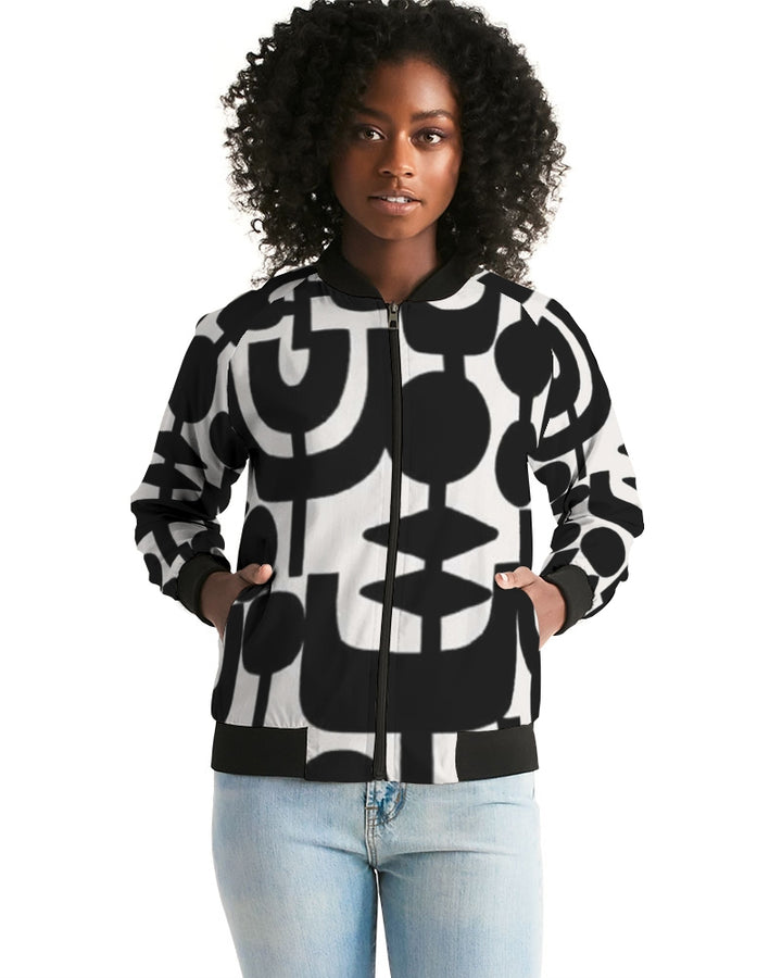 Black & White Geometric Women's Bomber Jacket