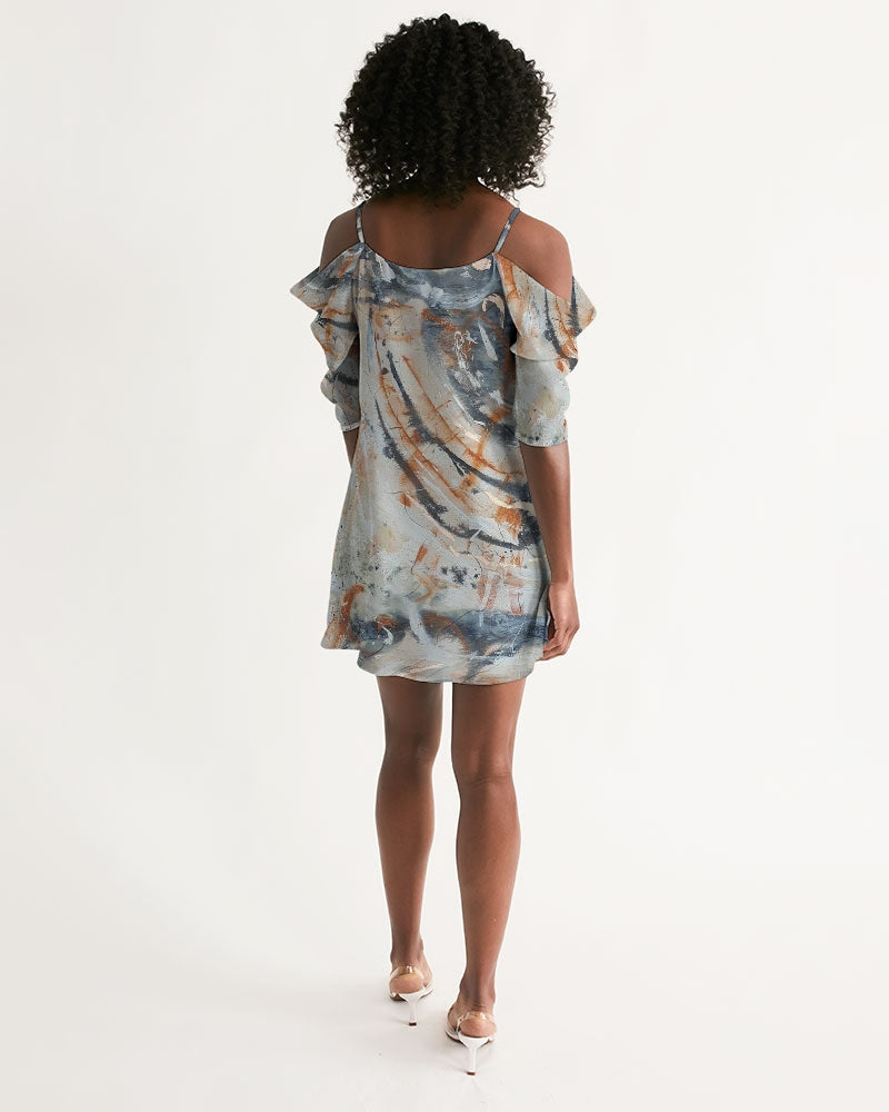 Earthy Women's Open Shoulder A-Line Dress