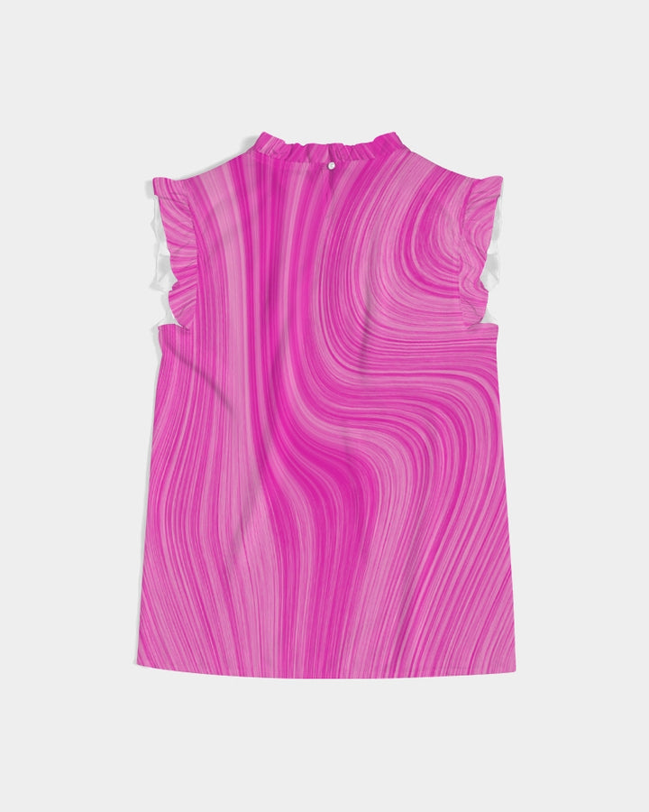 Pink Waves Women's Ruffle Sleeve Top
