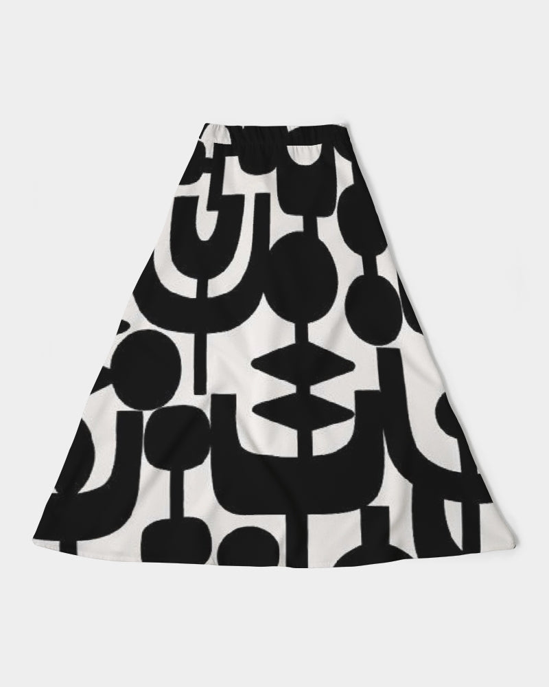 Black & White  Women's A-Line Midi Skirt