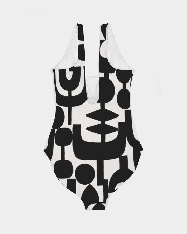 Black and White Geometry Women's One-Piece Swimsuit