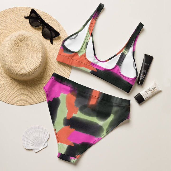 Pop of Color Recycled high-waisted bikini